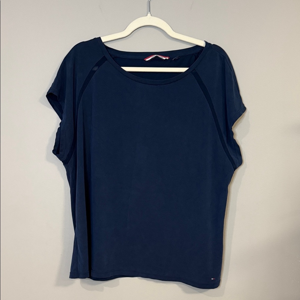 Tommy Hilfiger women’s‎ navy short sleeve top with shoulder details very soft